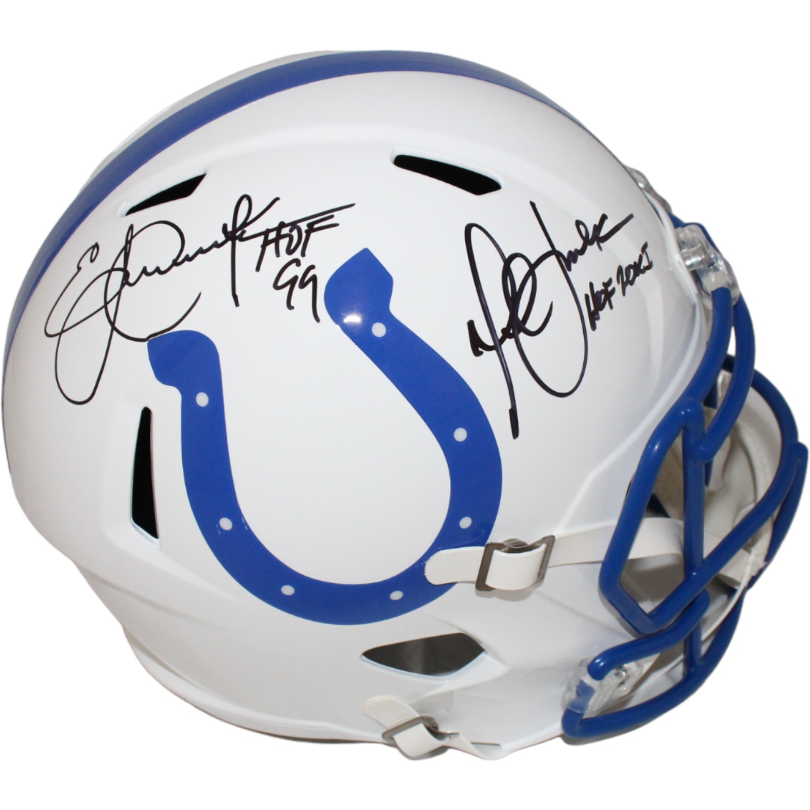 Eric Dickerson Marshall Faulk Signed Colts TB F/S Helmet HOF Beckett