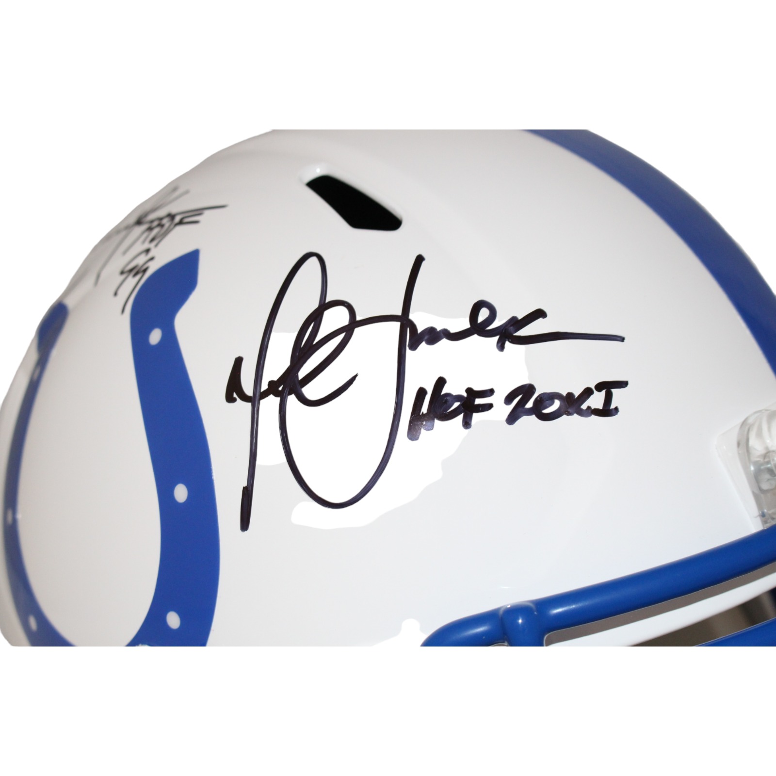 Eric Dickerson Marshall Faulk Signed Colts TB Authentic Helmet HOF BAS