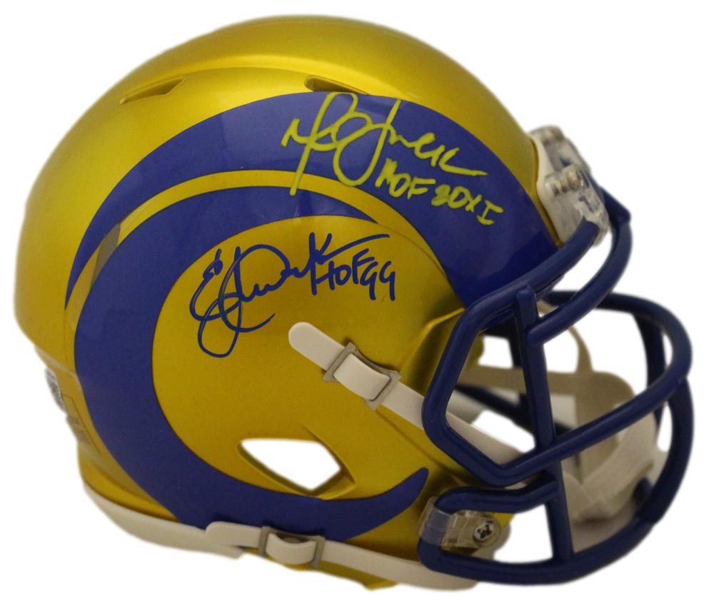 Eric Dickerson & Marshall Faulk Signed Rams Flash Mini Helmet HOF Beckett