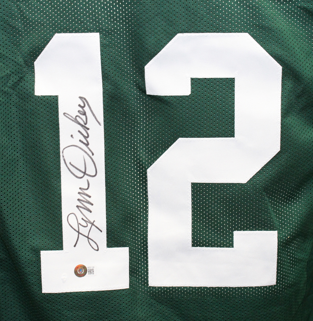 Lynn Dickey Autographed/Signed Pro Style XL Green Jersey Beckett
