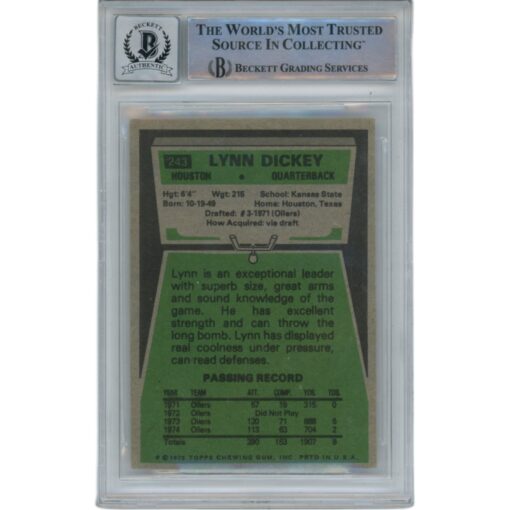 Lynn Dickey Autographed/Signed Oilers 1975 Topps #243 Trading Card Beckett 49364