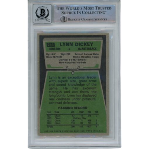 Lynn Dickey Autographed/Signed Oilers 1975 Topps #243 Trading Card Beckett 49378