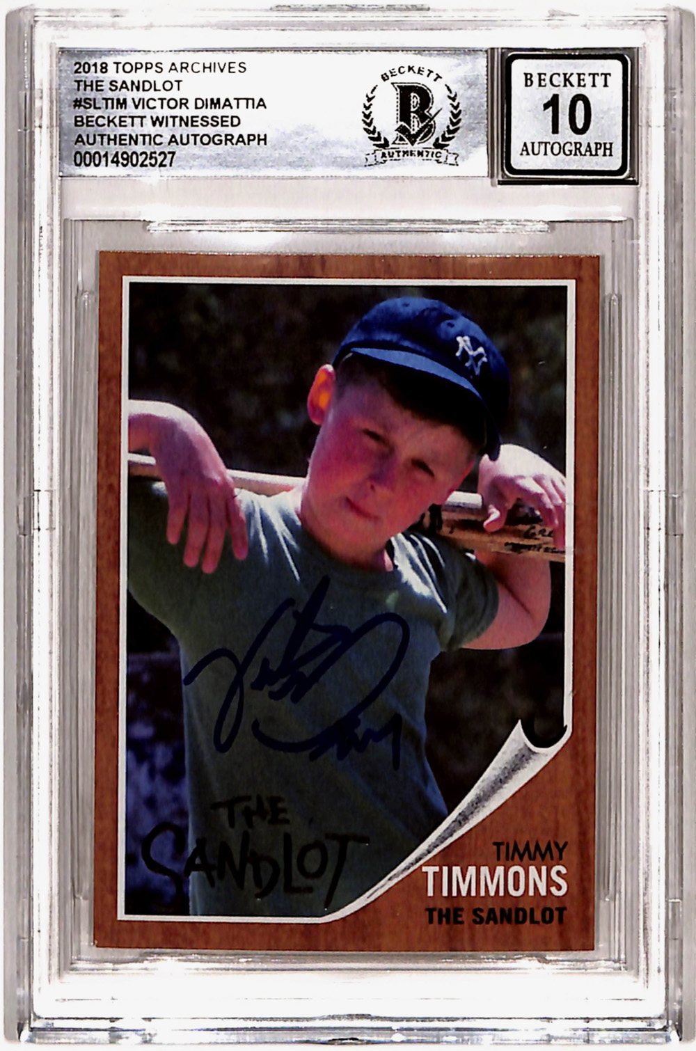 Victor DiMattia Signed 2018 Topps Archives "Sandlot" Trading Card BAS 10 Slab