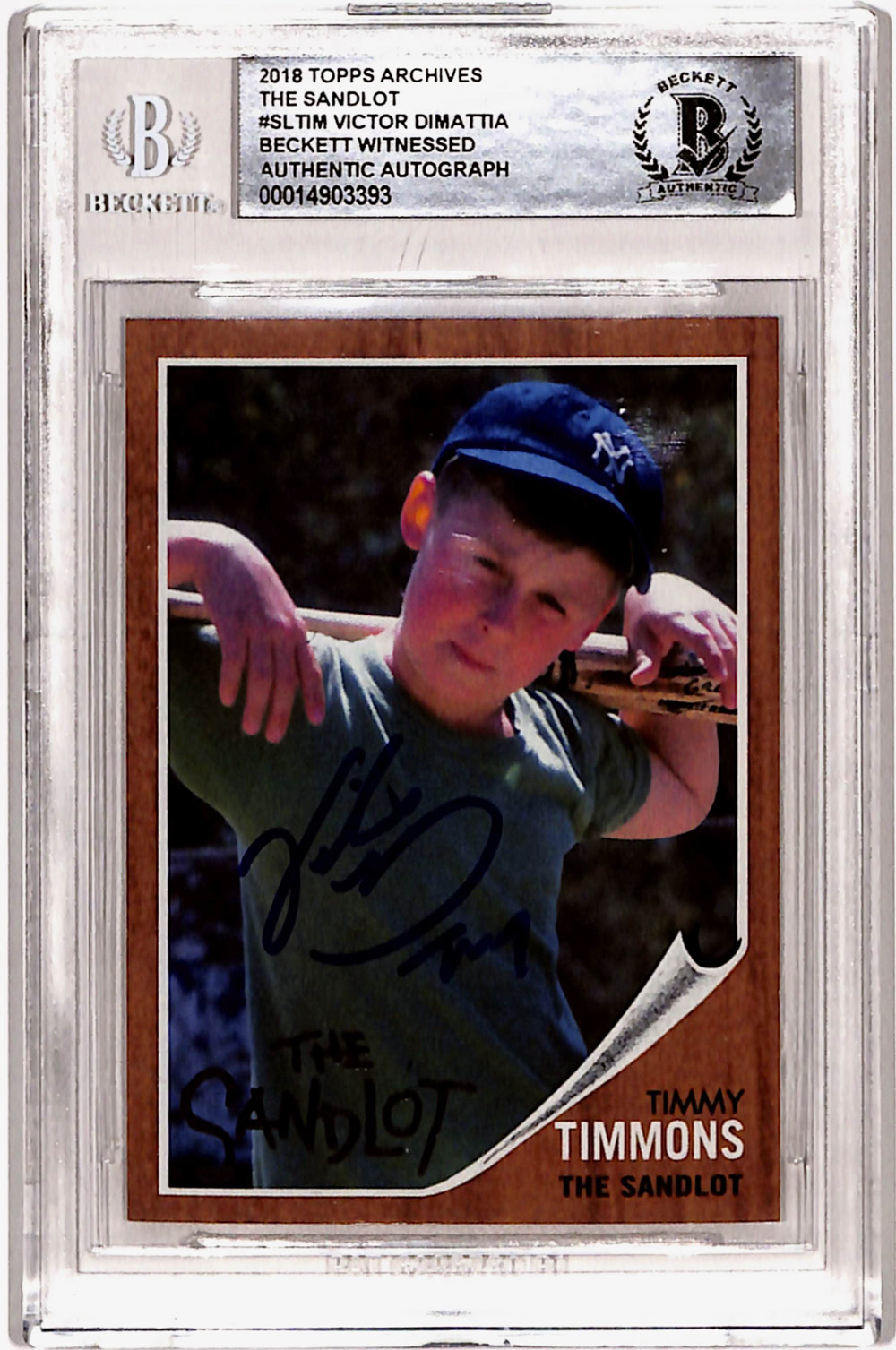 Victor DiMattia Signed 2018 Topps Archives "Sandlot" Trading Card BAS Slab