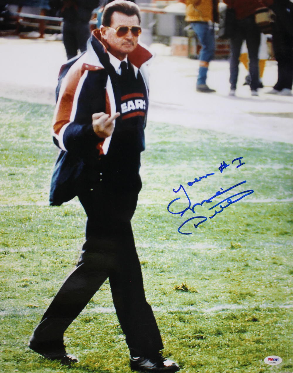 Mike Ditka Autographed/Signed Chicago Bears 16x20 Photo You're #1 PSA