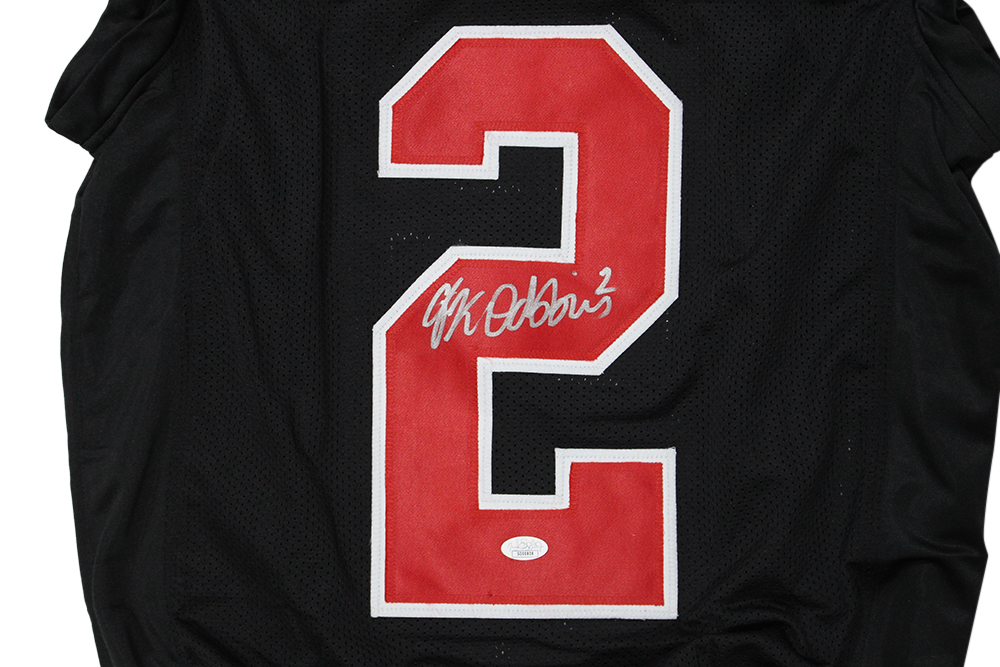 JK Dobbins Autographed/Signed College Style Black XL Jersey JSA