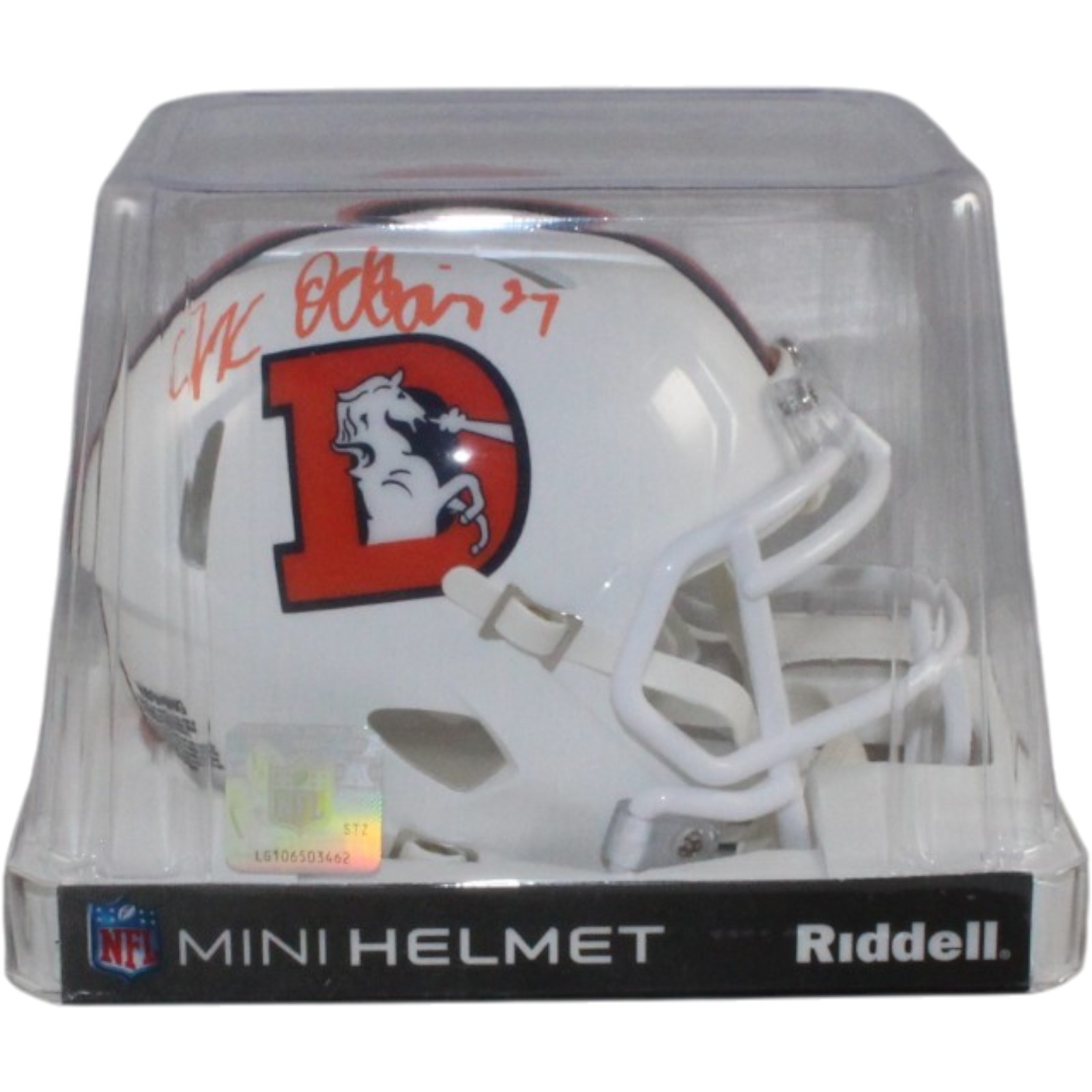JK Dobbins Autogrraphed/Signed Denver Broncos 23 Alt Mini Helmet JSA 57174 5 JK Dobbins Autogrraphed/Signed Denver Broncos 23 Alt Mini Helmet JSA 57174