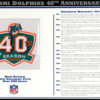 Miami Dolphins 40th Anniversary Patch Stat Card Official Willabee & Ward
