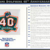 Miami Dolphins 40th Anniversary Patch Stat Card Official Willabee & Ward