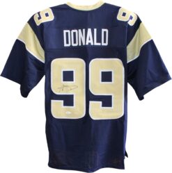 Aaron Donald Autographed/Signed Pro Style Size XL Blue Jersey JSA 59373
