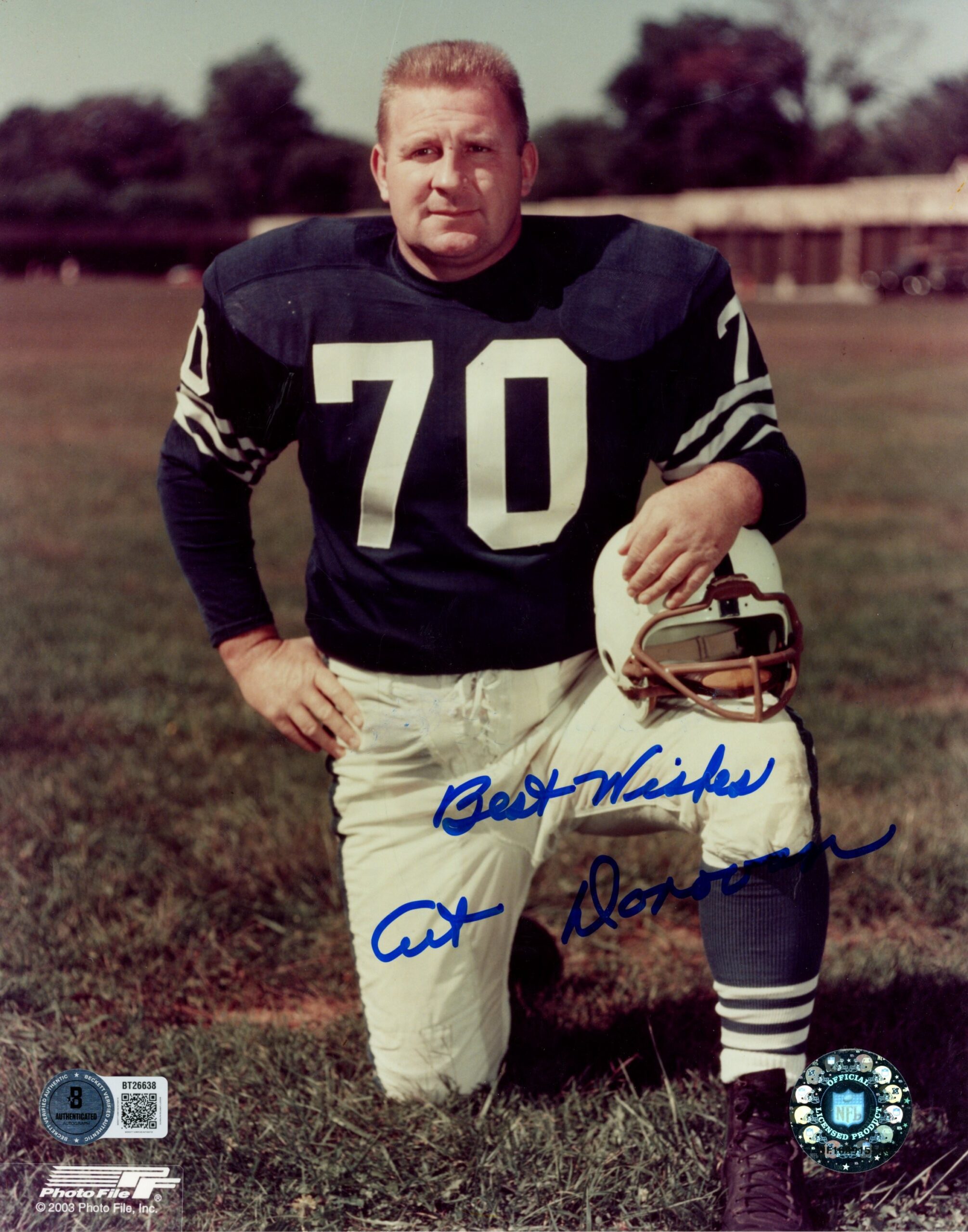 Art Donovan Autographed Baltimore Colts 8x10 Photo Best Wishes Beckett 56645