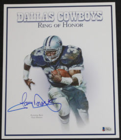 Tony Dorsett Autographed Dallas Cowboys 11.5x9.5 Ring Of Fame Print BAS