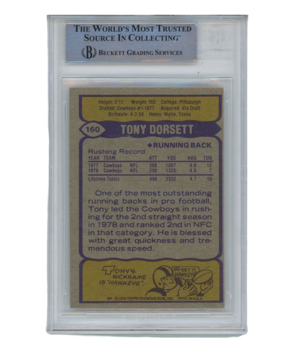 Tony Dorsett Autographed/Signed 1979 Topps #160 Beckett