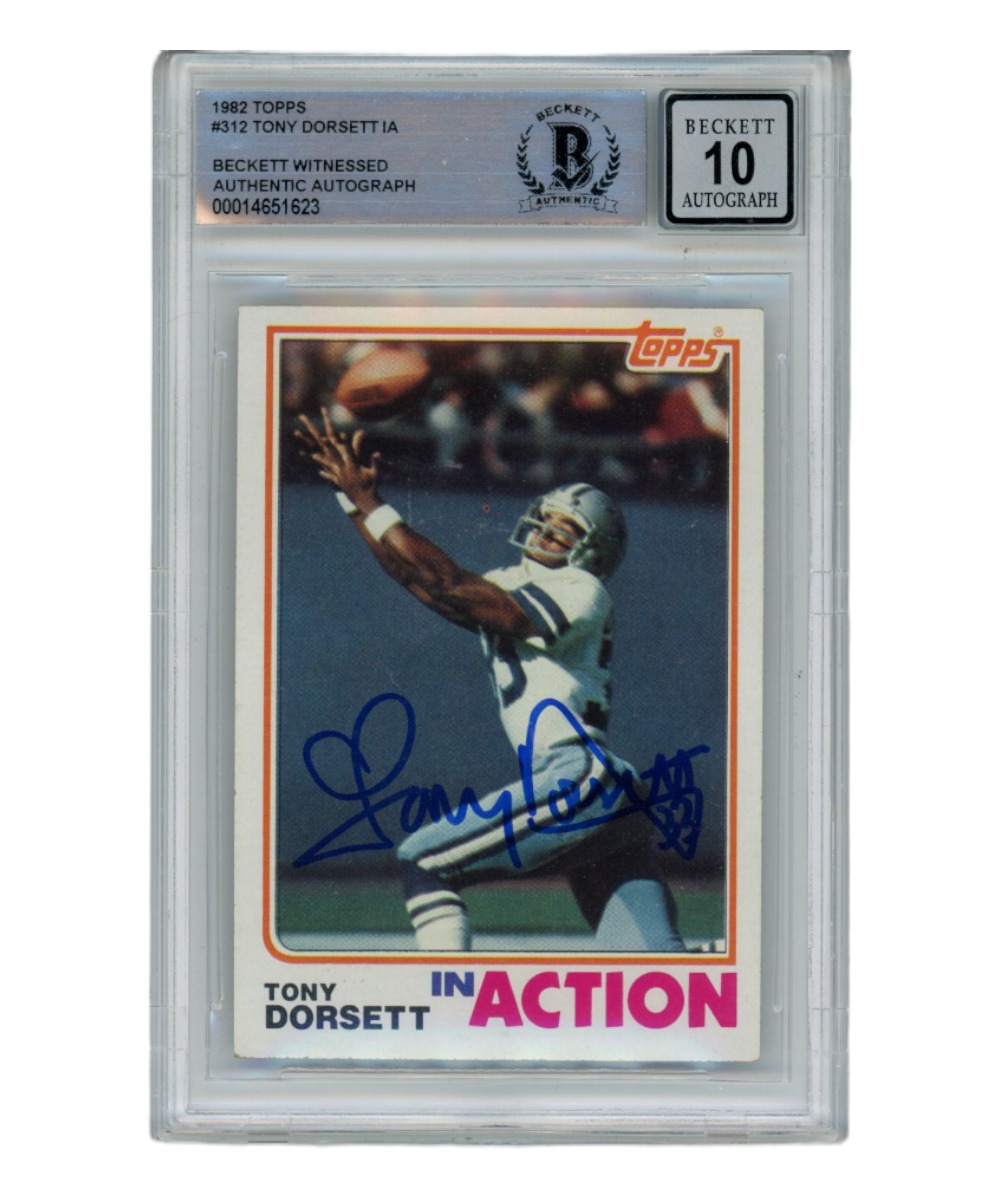 Tony Dorsett Autographed/Signed 1982 Topps Action #312 Beckett