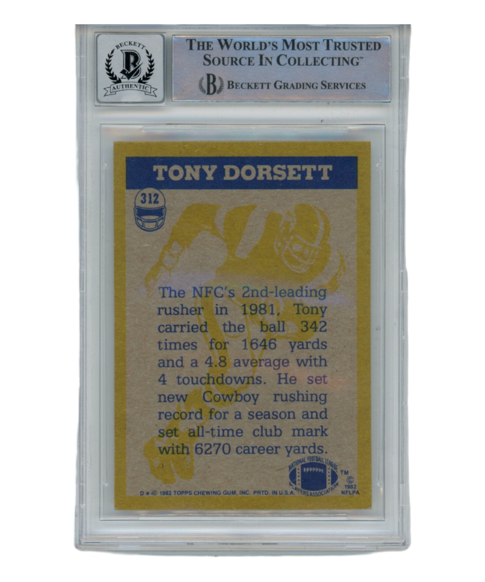 Tony Dorsett Autographed/Signed 1982 Topps Action #312 Beckett