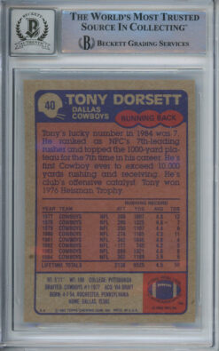 Tony Dorsett Autographed 1985 Topps #40 Trading Card Beckett Slab