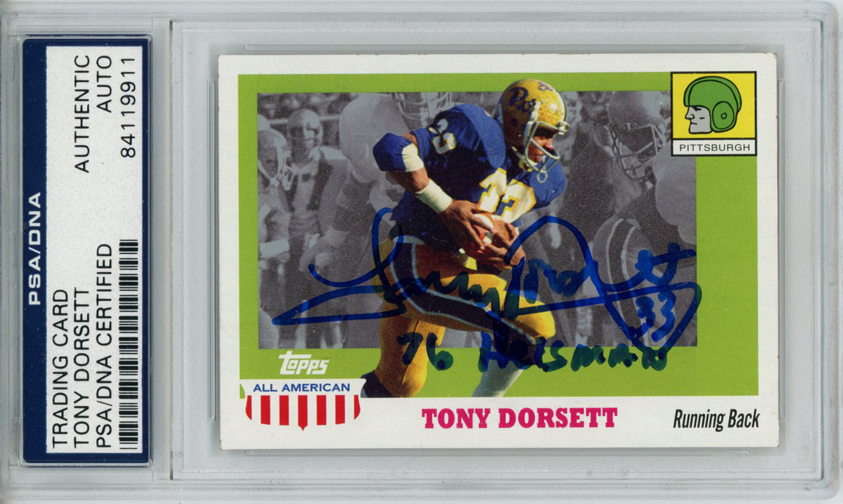 Tony Dorsett Autographed 2005 Topps All American Trading Card PSA Slab 32603