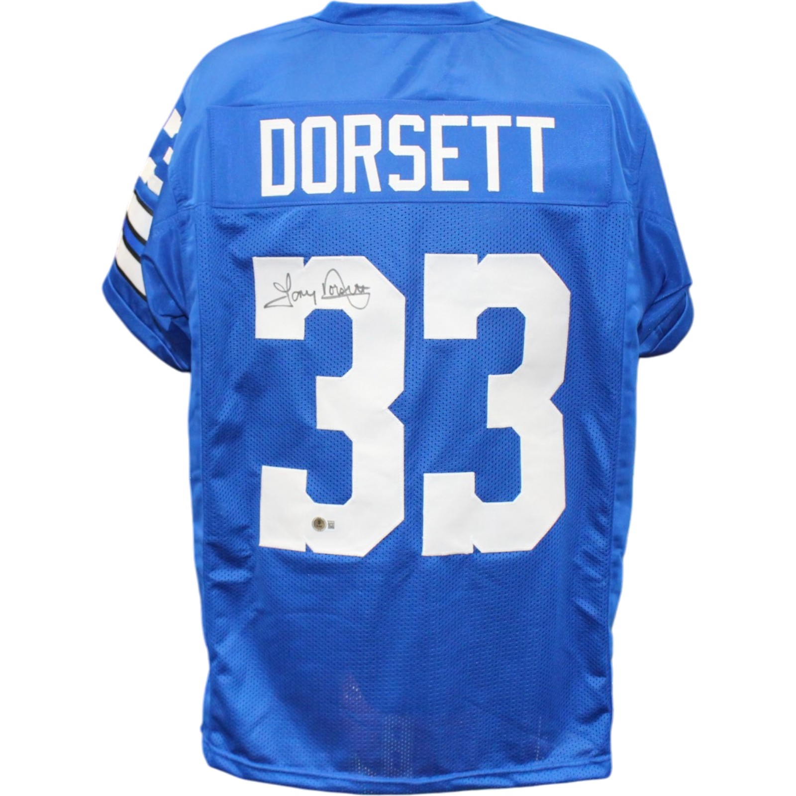 Tony Dorsett Autographed Pro Style Sz XL Blue Jersey Beckett Witness 56399