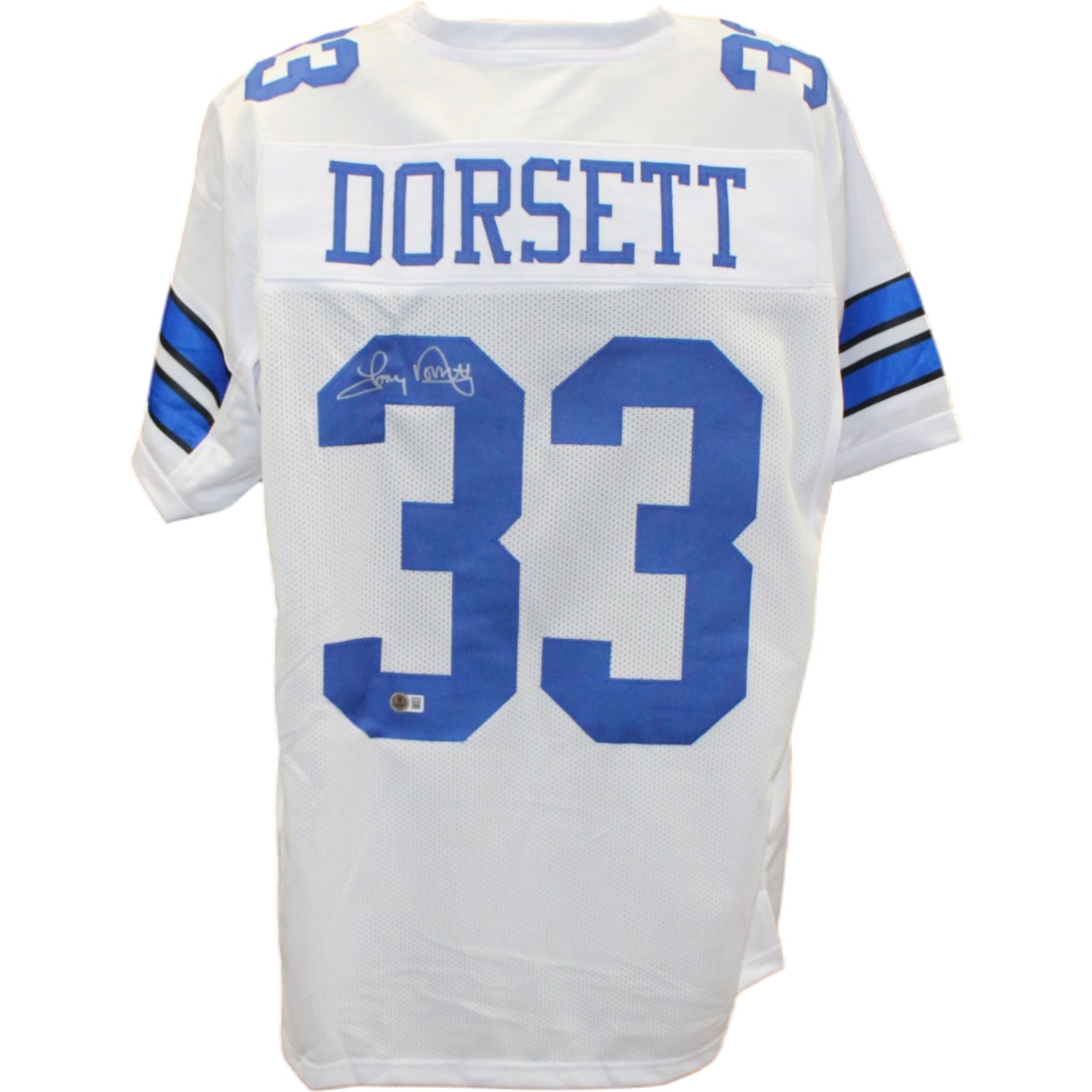 Tony Dorsett Autographed Pro Style Sz XL White Jersey Beckett Witness 56401