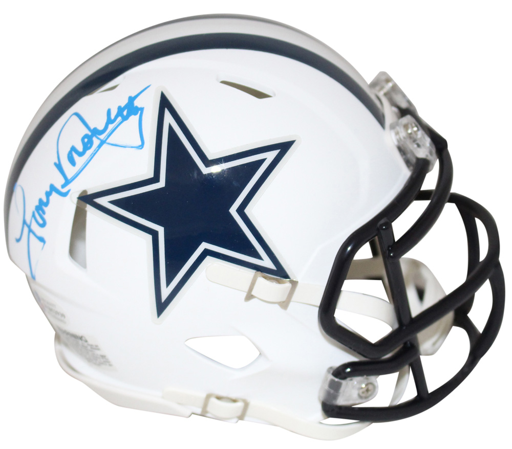 Tony Dorsett Autographed Dallas Cowboys Flat White Mini Helmet BAS 28355