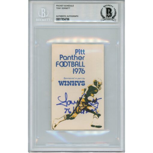 Tony Dorsett Autographed 1976 Winky's Pocket Schedule Slabbed Beckett 50617