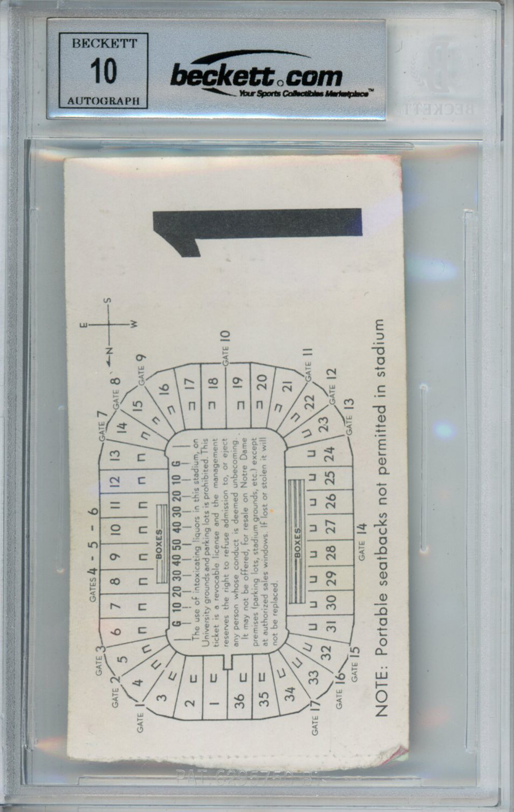 Tony Dorsett Signed 9/11/1976 vs Notre Dame Ticket Stub Heisman BAS Slab