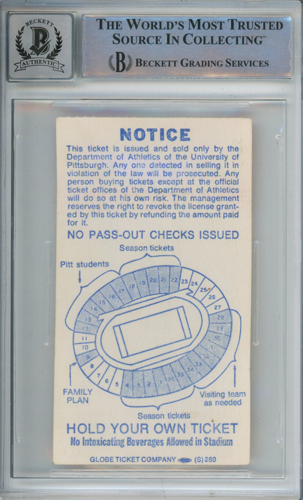 Tony Dorsett Signed 10/30/1976 vs Syracuse Ticket Stub Heisman BAS Slab