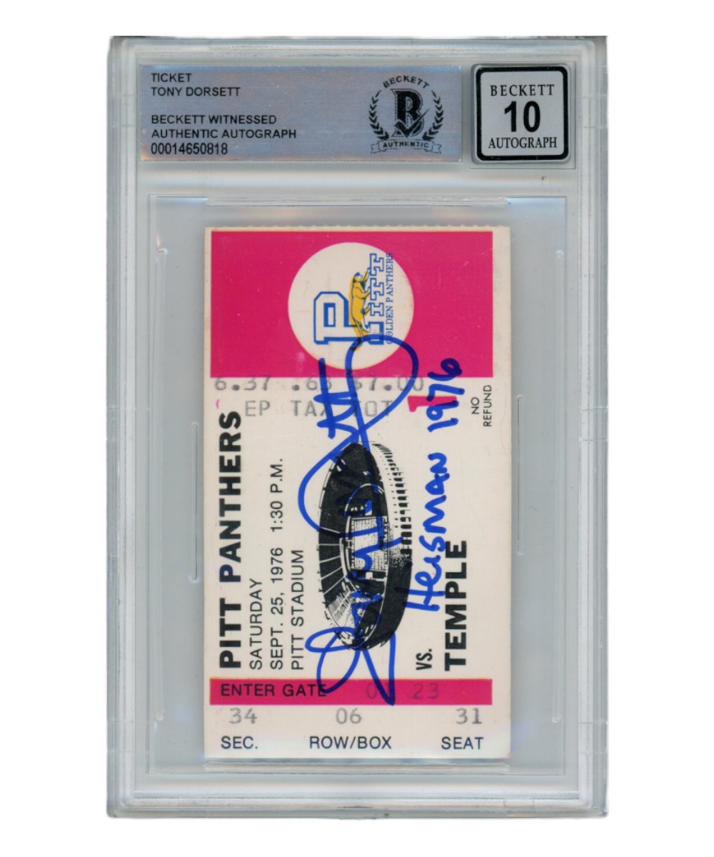 Tony Dorsett Autographed/Signed 9/25/1976 Ticket Heisman Beckett 