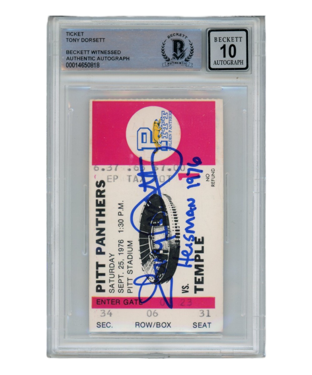 Tony Dorsett Autographed/Signed 9/25/1976 Ticket Heisman Beckett