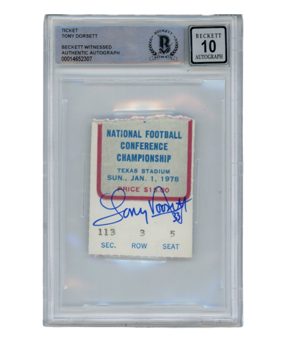 Tony Dorsett Signed 1/1/1978 NFC Championship Ticket Stub Beckett 