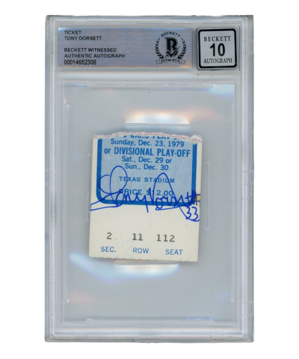 Tony Dorsett Autographed/Signed 12/30/1979 Ticket Playoffs Beckett 