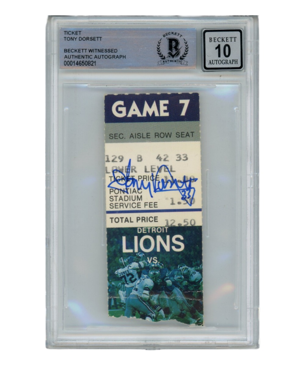 Tony Dorsett Autographed/Signed 11/15/1981 Ticket Stub Beckett 