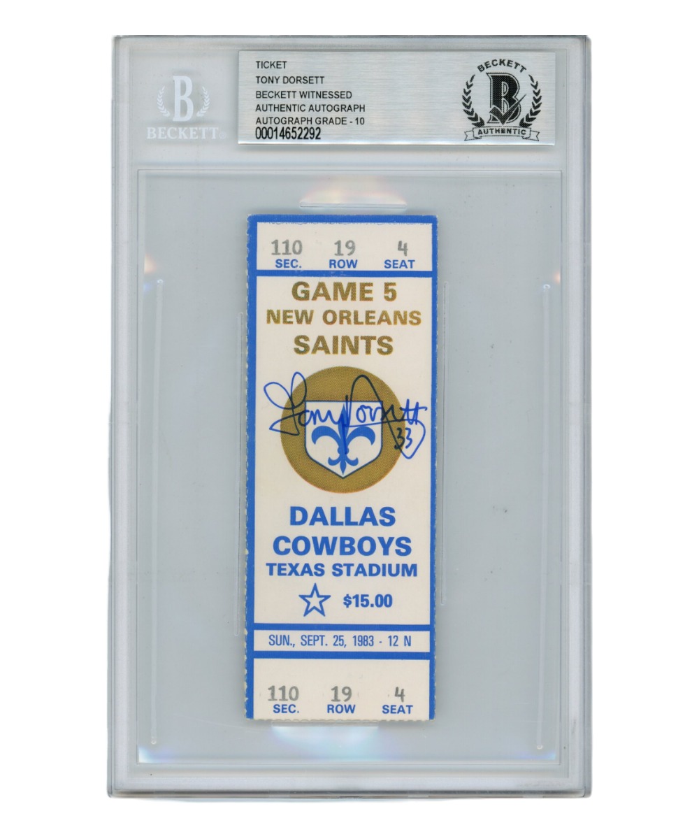 Tony Dorsett Autographed/Signed 9/25/1983 Ticket Stub Beckett 