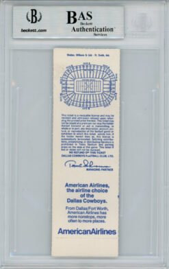 Tony Dorsett Autographed 11/4/1984 vs Giants Full Ticket Beckett Slab