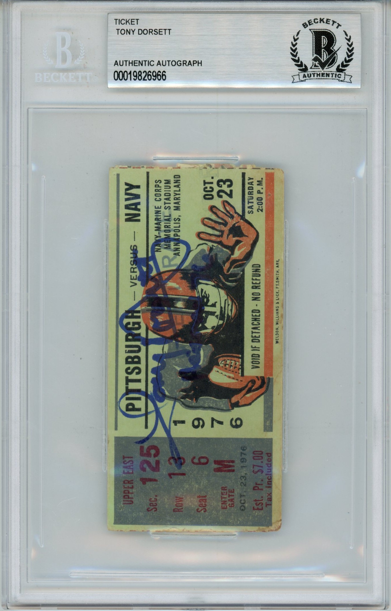 Tony Dorsett Signed Pittsburgh Panthers 1976 Heisman Ticket Slab Beckett 57055 1 Tony Dorsett Signed Pittsburgh Panthers 1976 Heisman Ticket Slab Beckett 57055