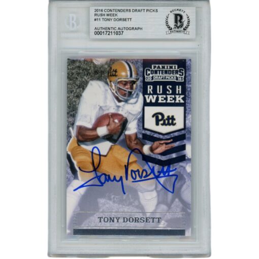 Tony Dorsett Autographed 2016 Contenders Draft 11 Slabbed Trading Card BAS 45891