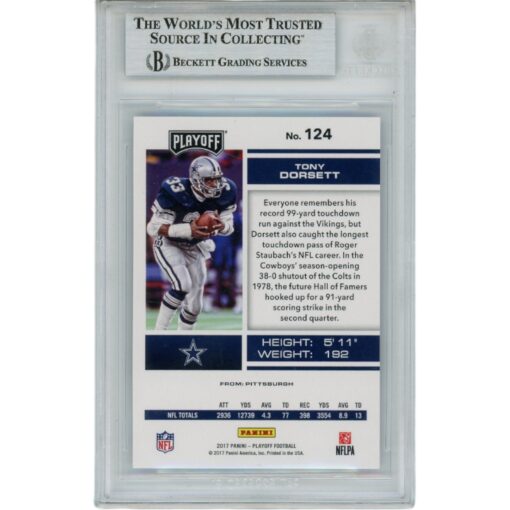 Tony Dorsett Autographed 2017 Playoff 124 Slabbed Trading Card Beckett 45900