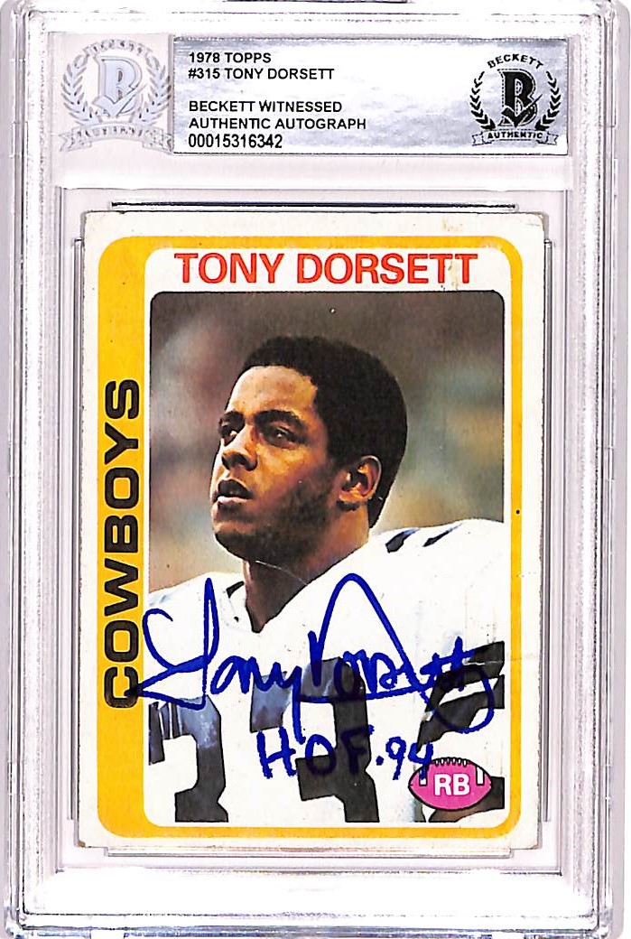 Tony Dorsett Autographed 1978 Topps #315 Trading Card HOF Beckett 