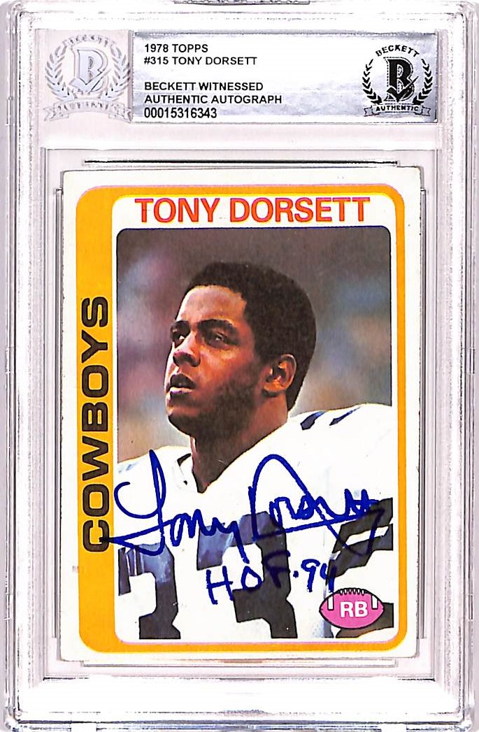 Tony Dorsett Autographed 1978 Topps #315 Trading Card HOF Beckett 