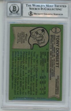 Tony Dorsett Autographed 1978 Topps #315 HOF 10 auto Card Slab Beckett 57057