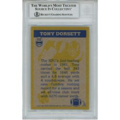 Tony Dorsett Autographed 1982 Topps 312 Slabbed Trading Card Beckett 45907