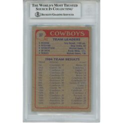 Tony Dorsett Autographed 1985 Topps 37 Slabbed Trading Card Beckett 45922