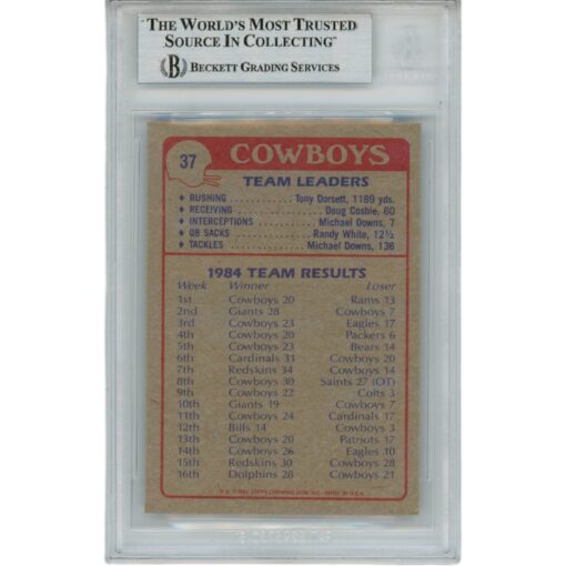 Tony Dorsett Autographed 1985 Topps 37 Slabbed Trading Card Beckett 45922