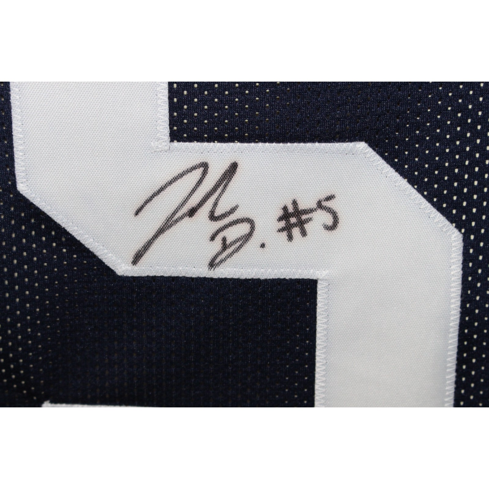 Jahan Dotson Autographed/Signed College Style Navy Jersey Beckett