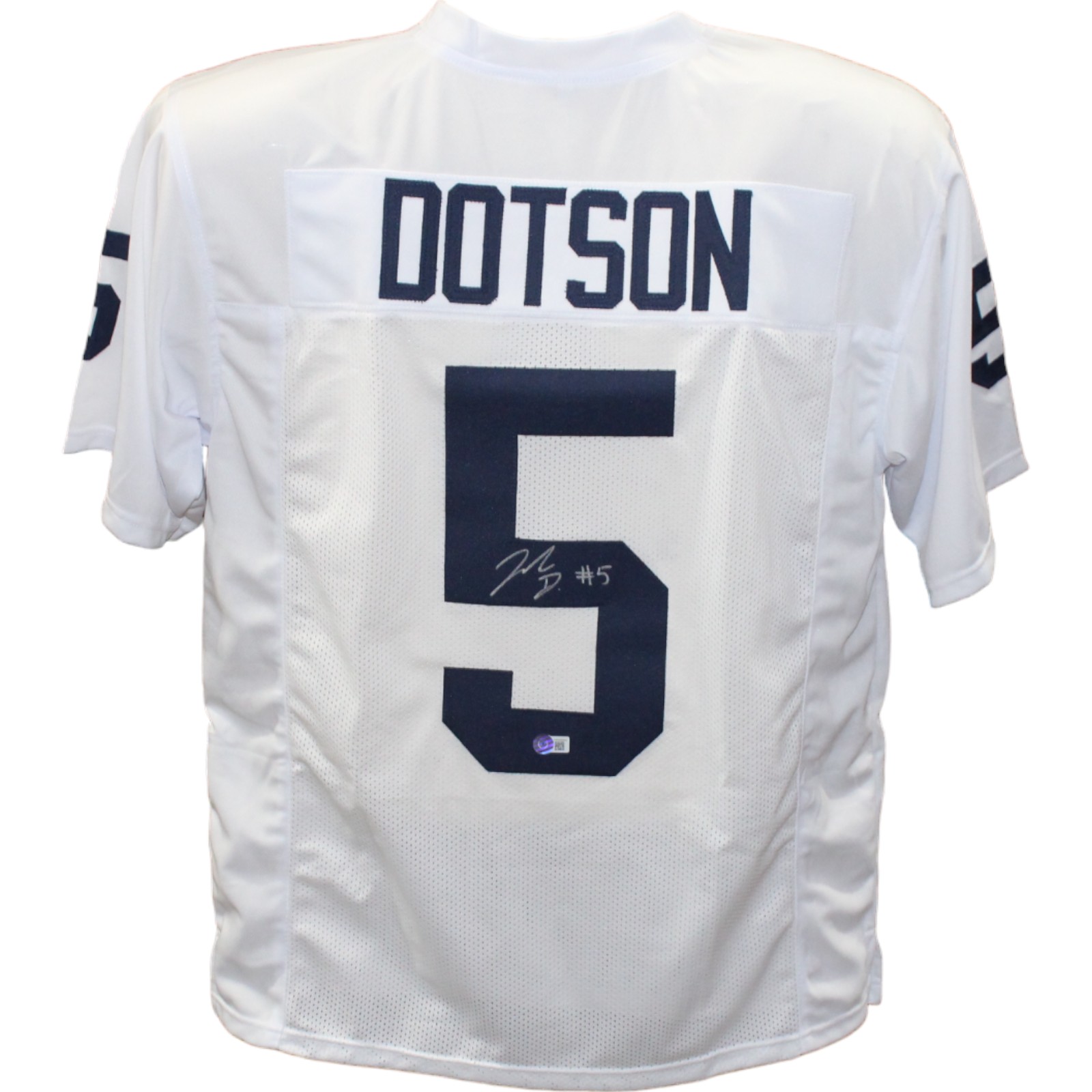 Jahan Dotson Autographed/Signed College Style White Jersey Beckett