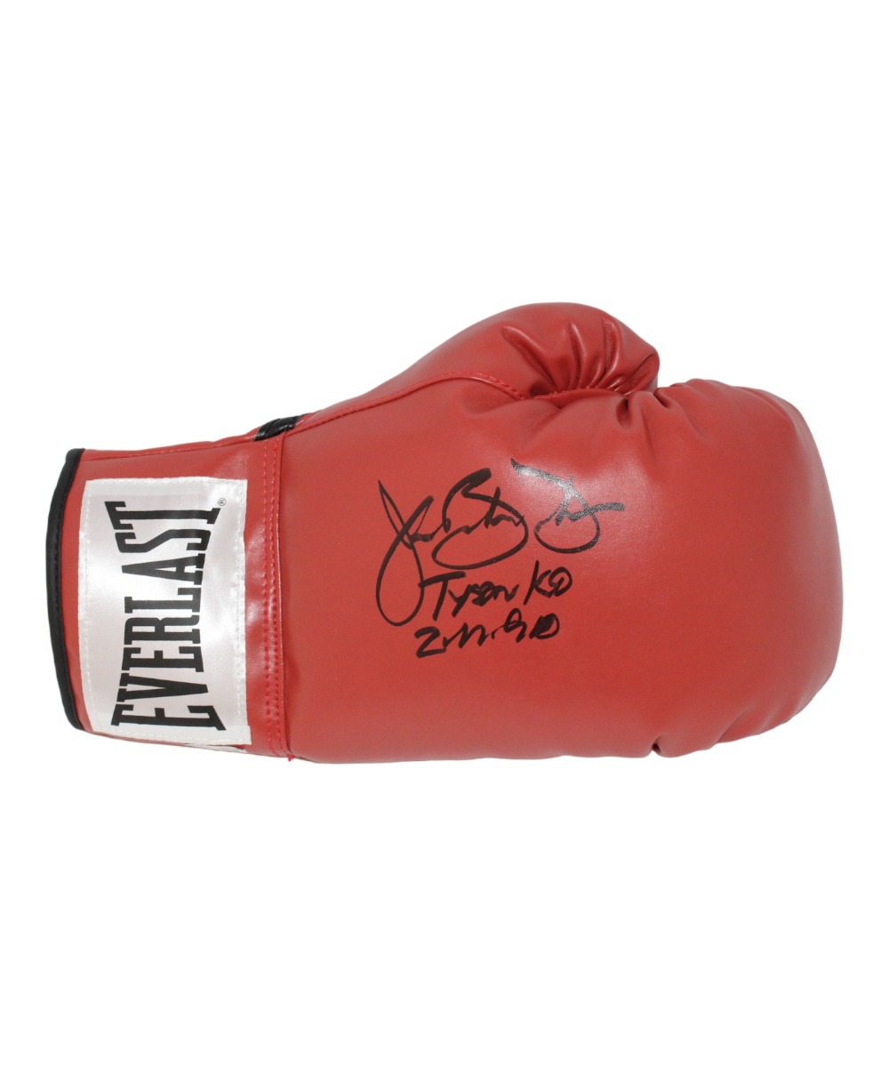 Buster Douglas Autographed/Signed Red Right Boxing Glove Insc. Beckett