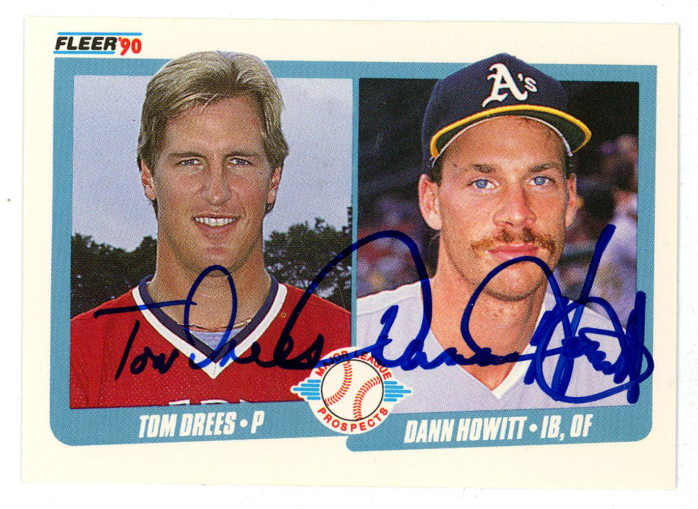 Tom Drees & Dann Howitt Signed White Sox/Athletics 1990 Fleer Trading Card