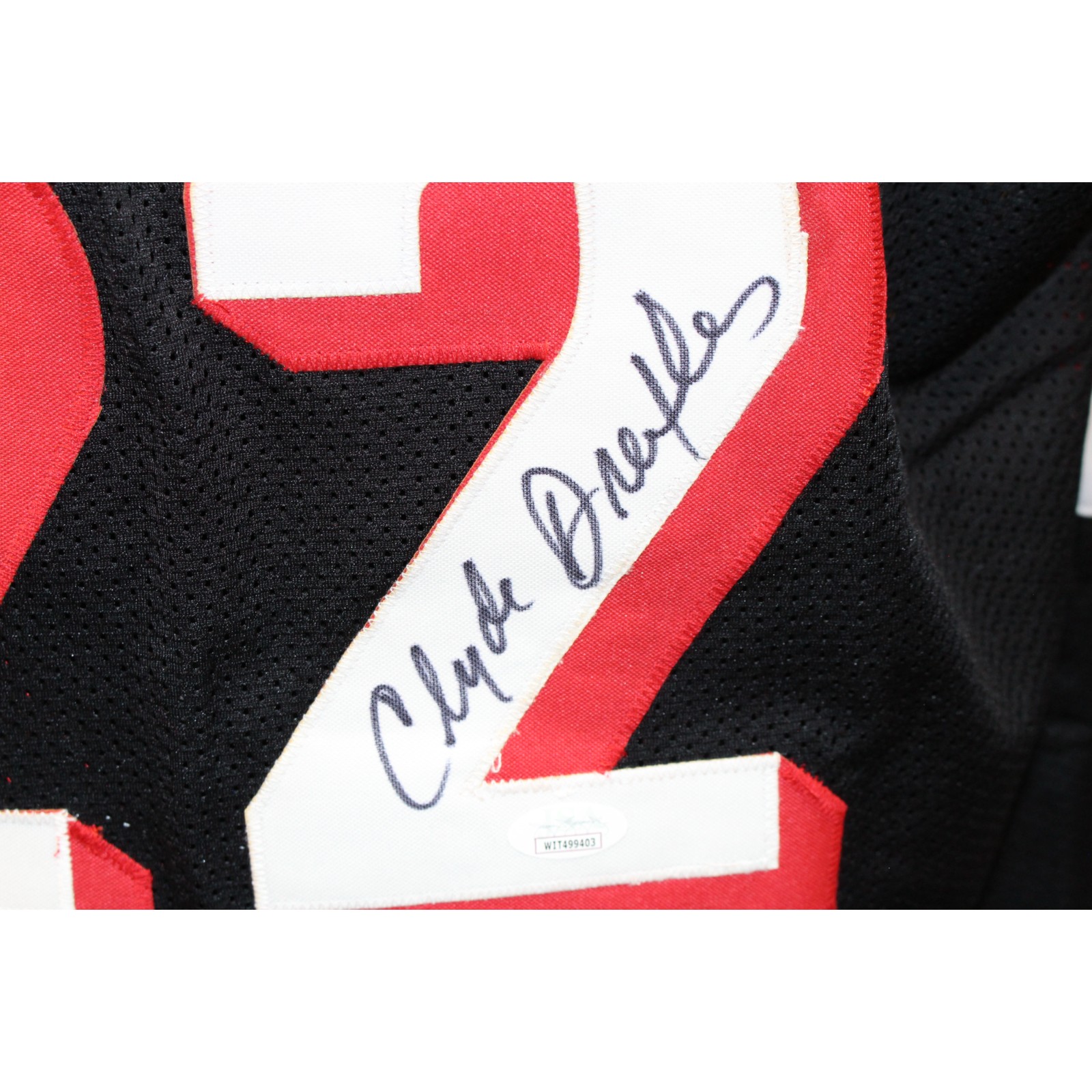 Clyde Drexler Autographed/Signed Pro Style Black Jersey JSA