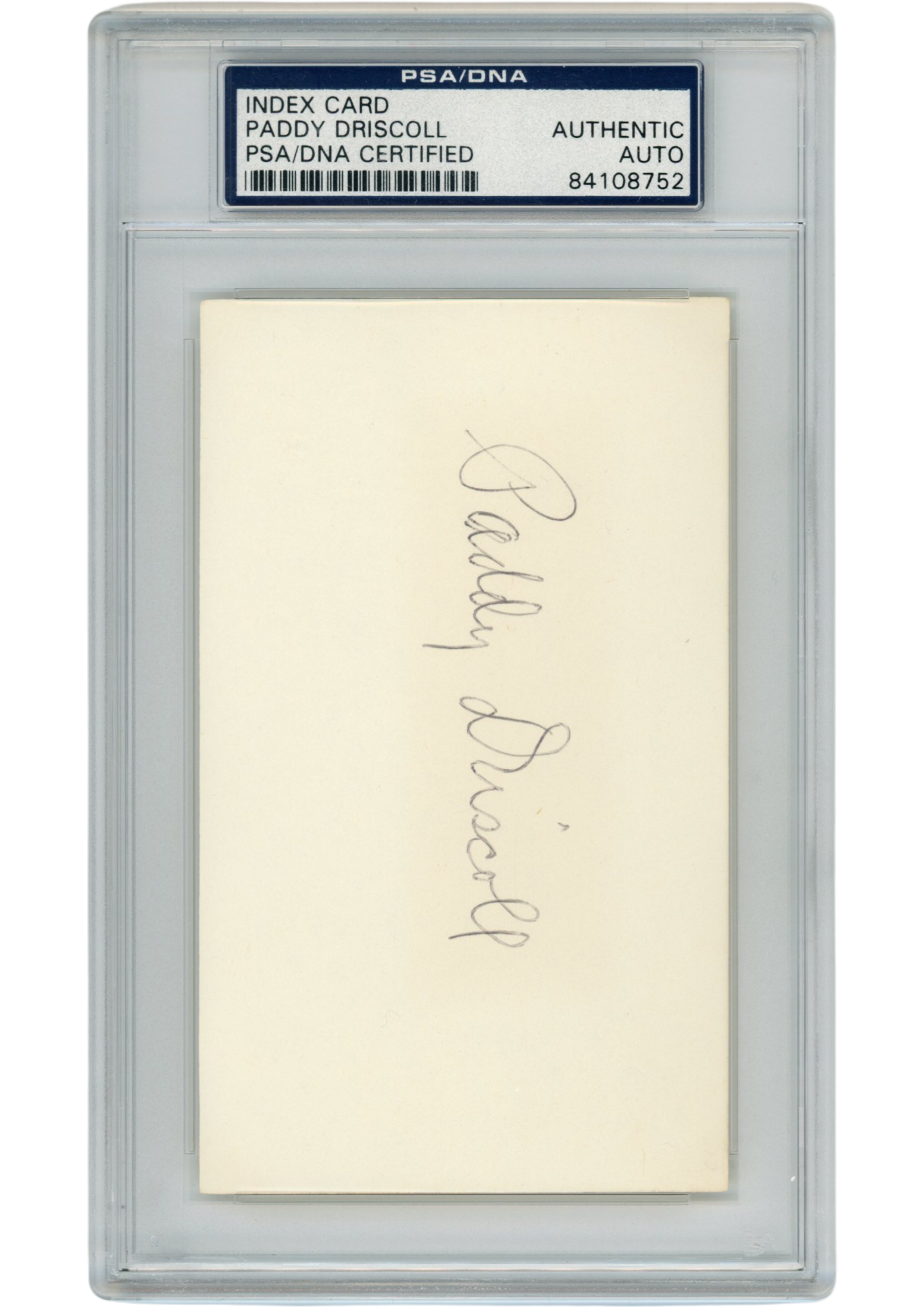 Paddy Driscoll Autographed/Signed Chicago Bears Index Card Slabbed PSA 54920