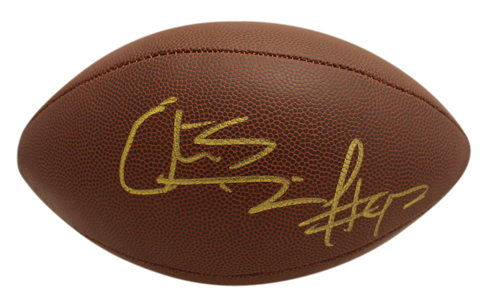 Elvis Dumervil Autographed Denver Broncos Super Grip Football Beckett